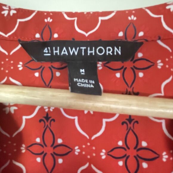 NWOT 41Hawthorn Shirt Dress Midi Button Up Western OrangeRed SIZE MEDIUM No BELT - Picture 8 of 10